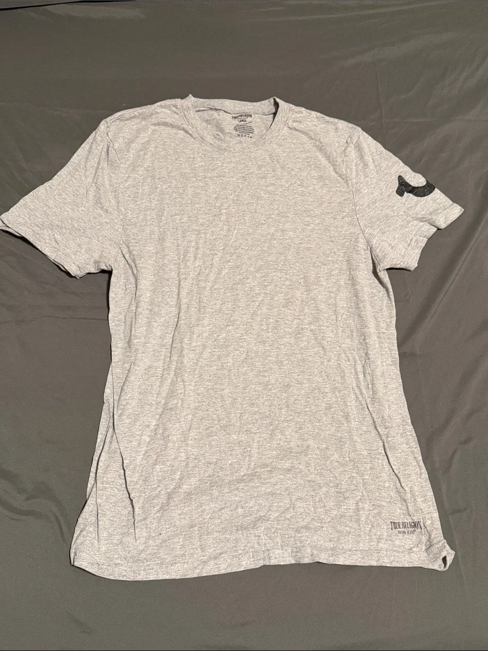 True Religion Light Heather Gray Short Sleeve Crew T-Shirt